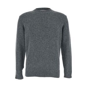 Kangra Men Grey Crew Neck Sweater In Wool Man